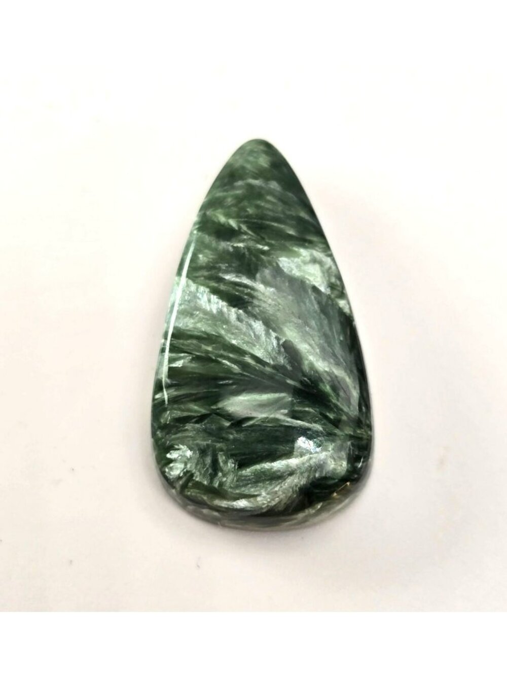 Seraphinite Polished Gemstone Cabochon Teardrop Shape 16x22x5.9 JH5007